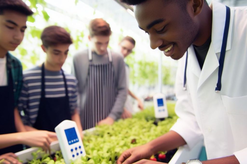 Students thrive in aquaponics: hands-on STEM, eco-awareness, and problem-solving skills in action.
