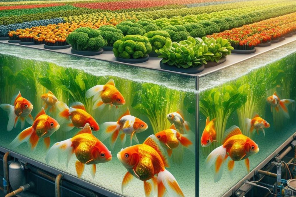 An image captures the essence of Goldfish Aquaponics—a revolutionary practice in sustainable agriculture.