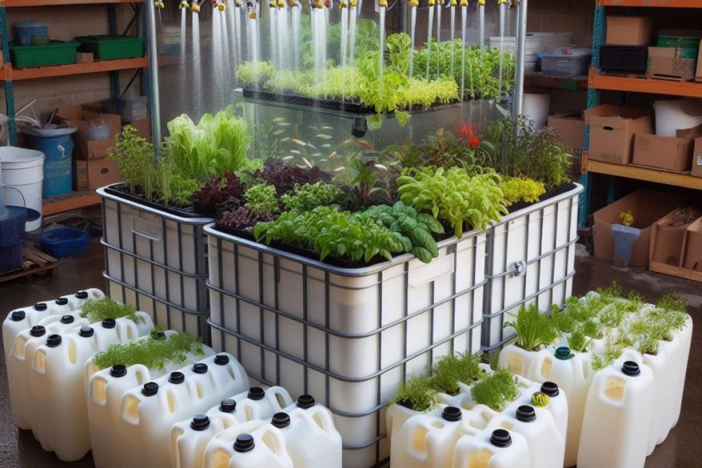 Picture of IBC totes with aquaponics.