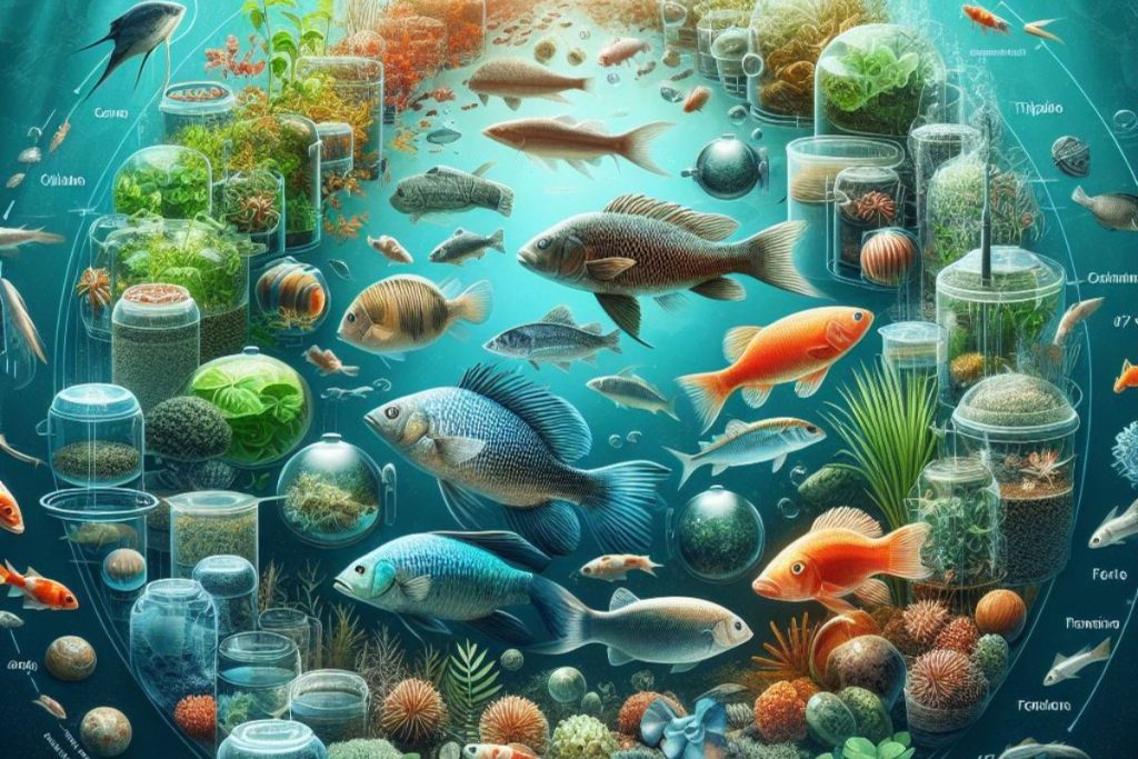 An image capturing the world of aquaponics fish selection, featuring a variety of species.