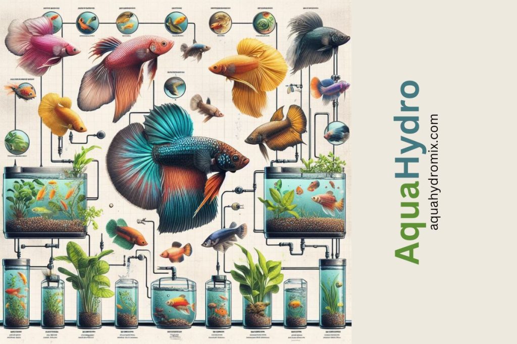An illustrative guide on selecting suitable betta fish for an aquaponic system.