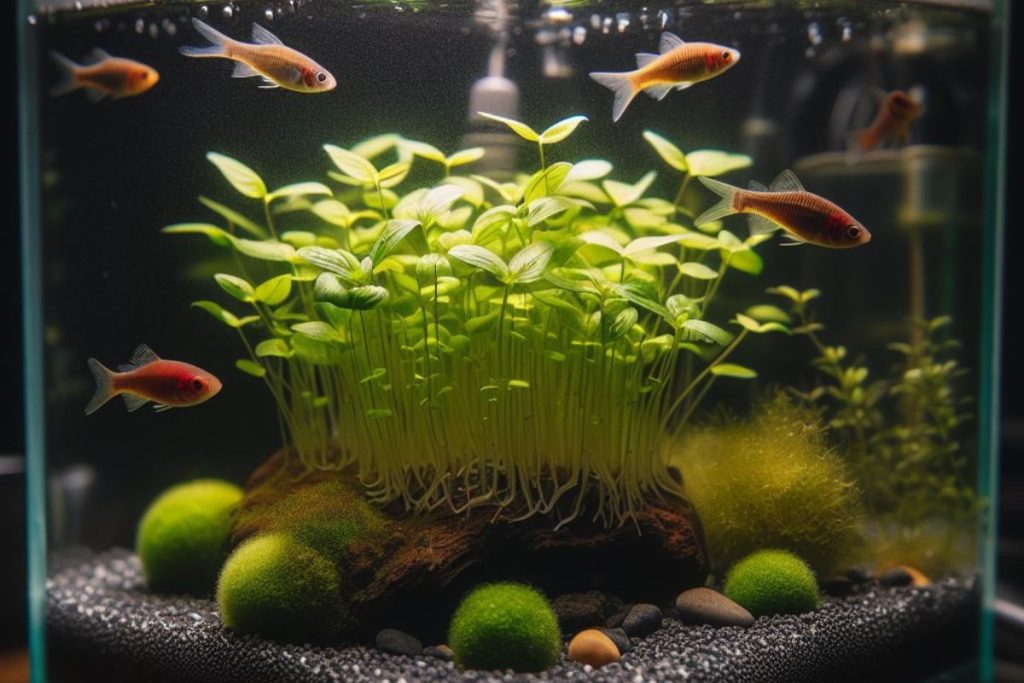 Aquaponics: Fish in water and plants