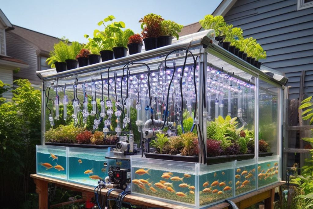 A picture shows the uses of technological advancement in Aquaponic system
