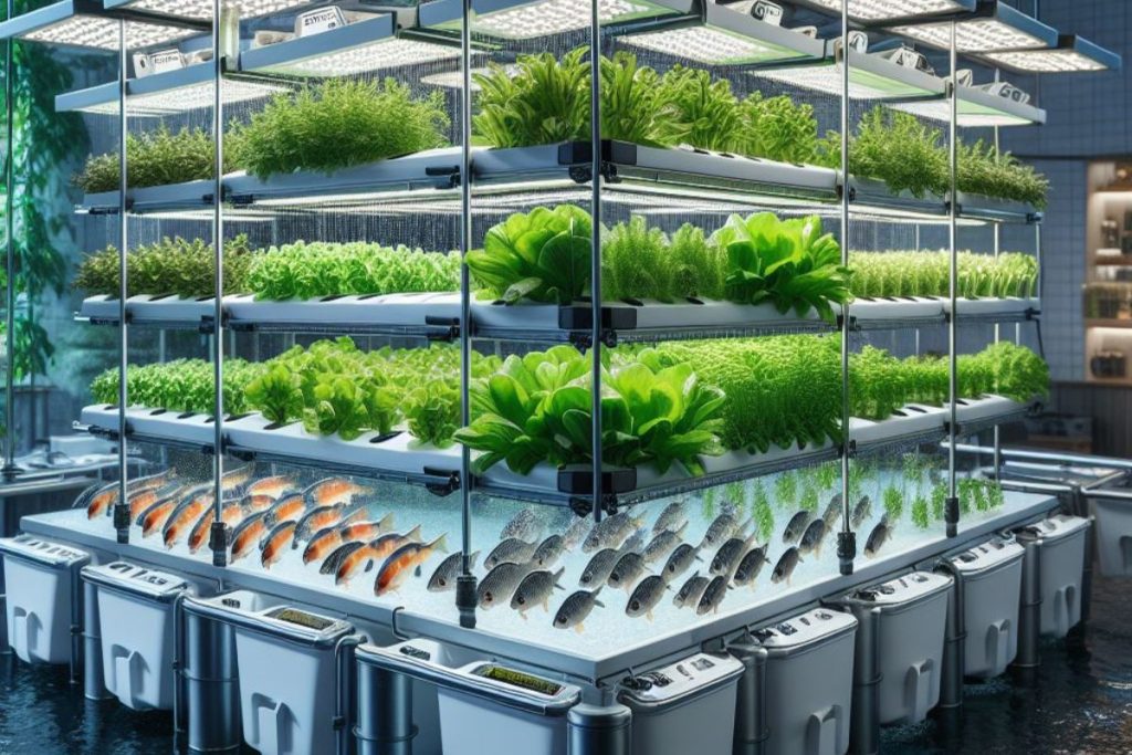 A picture of showing nice Commercial vertical aquaponics system
