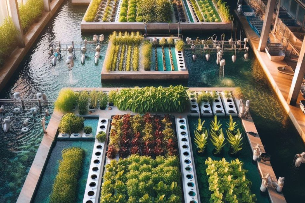 A picture shows Aquaponic system widely